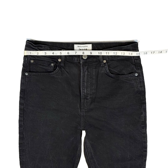 Reformation Jeans Size 29 Petite Straight Leg Jeans Black Wash High Rise Denim - Picture 4 of 14